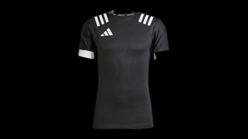 adidas 3-Stripes Fitted Jersey Black White