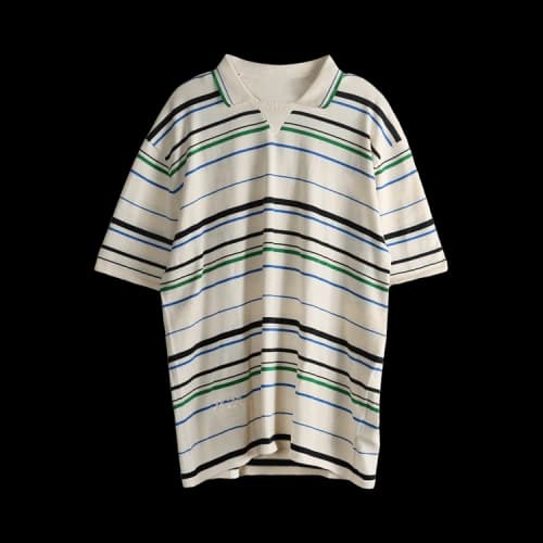 adidas x Wales Bonner Knit Polo T-Shirt 'Wonder White/Green/Blue Bird/Night Indigo'