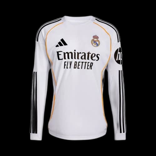adidas Real Madrid 25/26 Long Sleeve Home Jersey White
