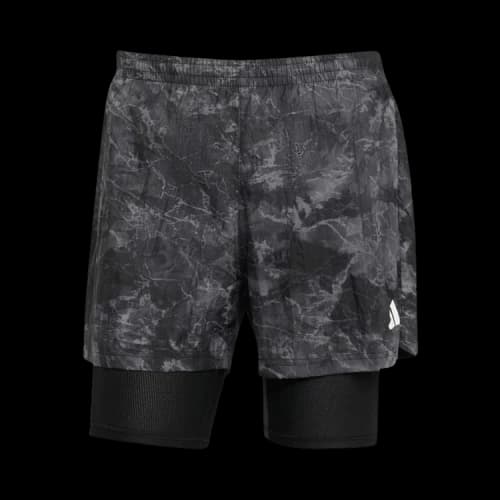Adidas Own The Run Spray Dye 2-In-1 Short 'Grey Four/Black'