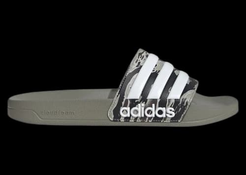 adidas Adilette Shower Slides Silver Pebble White