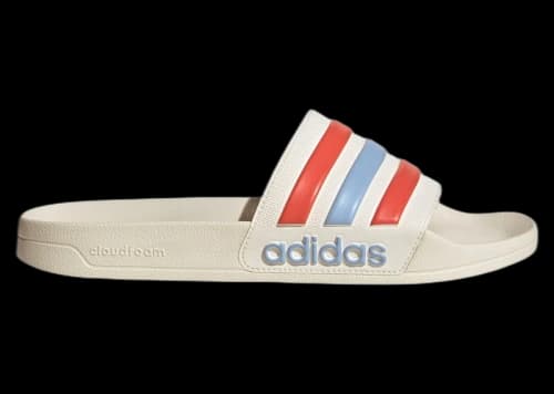 adidas Adilette Shower Slides Off White Glow Blue Preloved Scarlet