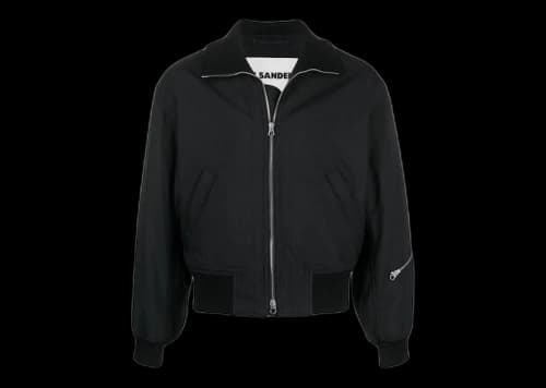 Jil Sander High Neck Zip-up Bomber Jacket Black