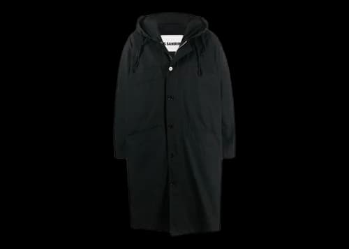 Jil Sander Oversized Hooded Parka Coat Black