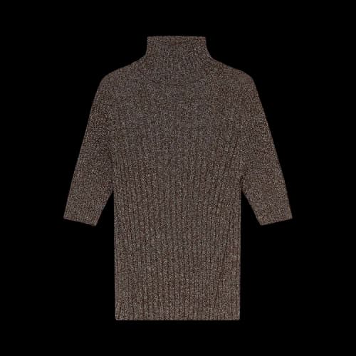 GANNI Glitter Knit Rollneck Sweater 'Brown'