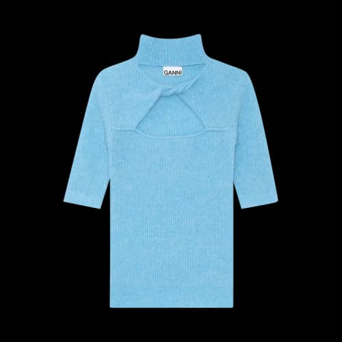 GANNI Soft Wool Knit Top 'Blue'