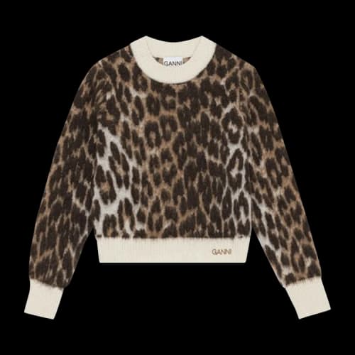 GANNI Leopard Jacquard O Neck Jumper 'Leopard'