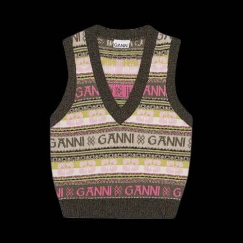 GANNI Logo Wool Mix Vest 'Kalamata'
