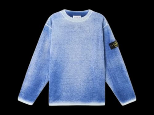 Stone Island Oversized Raw Hand Crewneck Blue