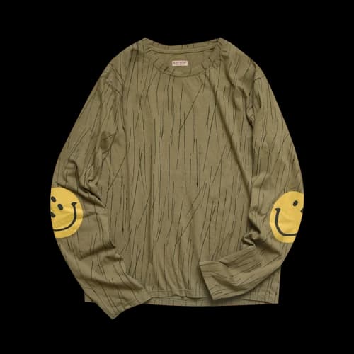 Kapital Smiley Patch Rain Camouflage Tianzhu Crulon Tee 'Khaki'