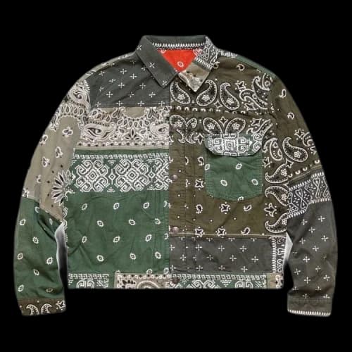 Kapital Flannel Reversible Bandana 1st Jacket 'Khaki/Orange'