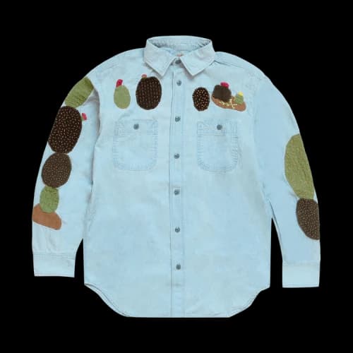 Kapital Cactus Embroidery Chambray Work Shirt 'Sax Blue'