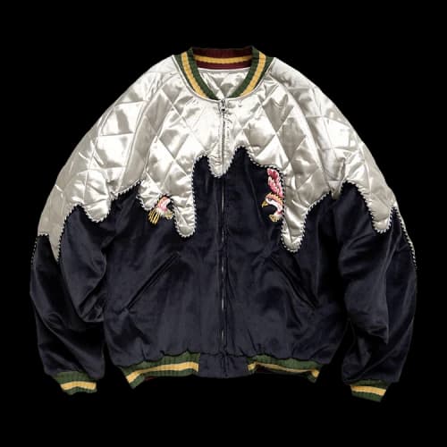 Kapital Sulfer Dyed Velvet Toro-Toro Souvenir Jacket 'Black/Ecru'
