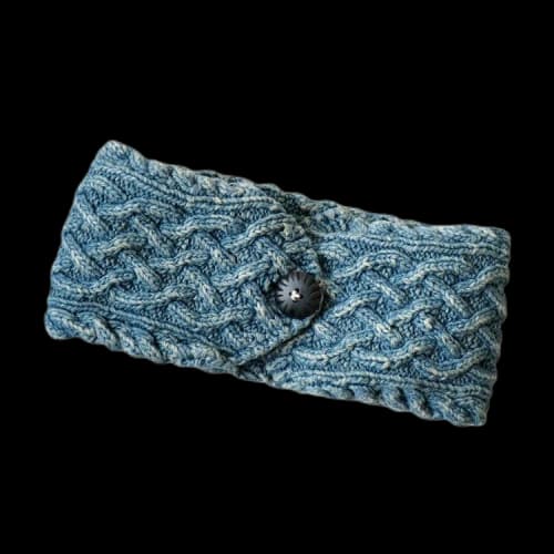 Kapital Cotton Hand Knit Cable Knit Headband 'Indigo'