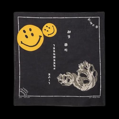 Kapital Fastcolor Selvedge Bandana (Rain Skull) 'Black'