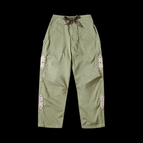 Kapital Sulfur Herringbone Easy Baker Pants (Studsremake) 'Khaki'