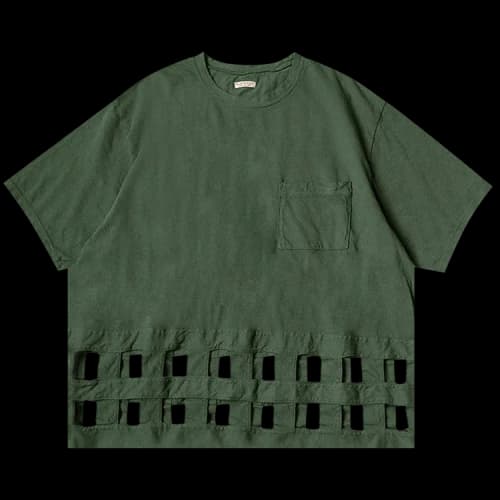 Kapital 20 / -Jersey Windowpane T-Shirt 'Green'