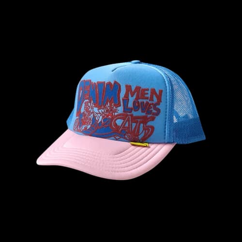 Kapital Denim Love Cats Trucker Cap 'Sax/Pink'