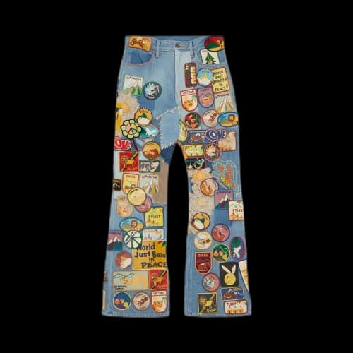 Kapital Beautiful World 12.05oz Denim 5P Rat Flare Pants 'Blue'