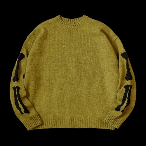 Kapital 5G Wool Knit Bone Crew Sweater 'Mustard'