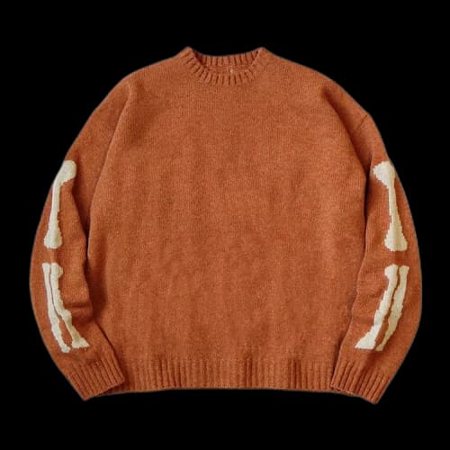 Kapital 5G Wool Knit Bone Crew Sweater 'Orange'
