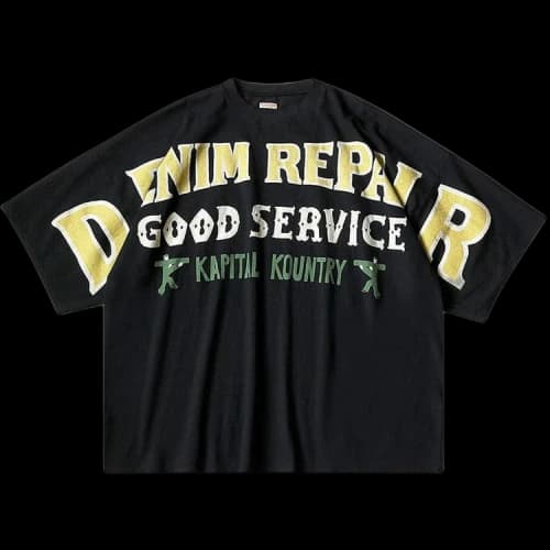 Kapital Denim Repair Huge Jersey T-Shirt 'Black'