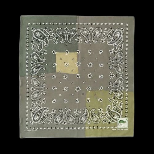 Kapital Paisley Patchwork Fastcolor Selvedge Bandanna 'Khaki/Dark Green'
