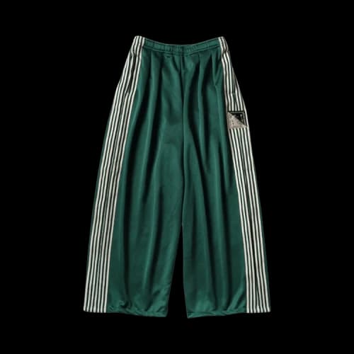 Kapital Smooth Jersey Stantman & Woman Super Baggy Track Pants (Banner Stripe) 'Green'