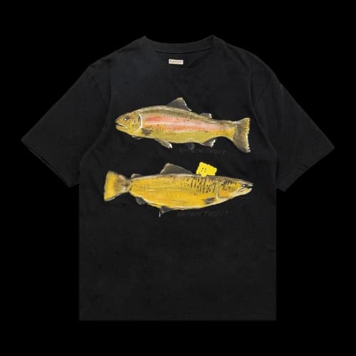 Kapital Jersey Crew T (Two Trouts Peckish Rainbowy) 'Black'