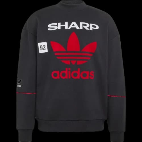 adidas Manchester United Crew Sweat 90 Asia Sizing 'Black Red'