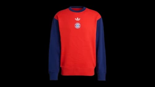 adidas FC Bayern Munich Lfstlr Crew Sweatshirt Red Dark Blue