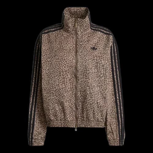 adidas Firebird Oversized Aop Denim Jacket 'Earth Strata Stone Khaki' (Women's)
