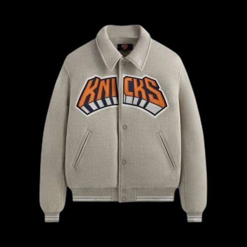Kith For The New York Knicks Empire Wool Coaches Jacket 'Light Heather Grey'
