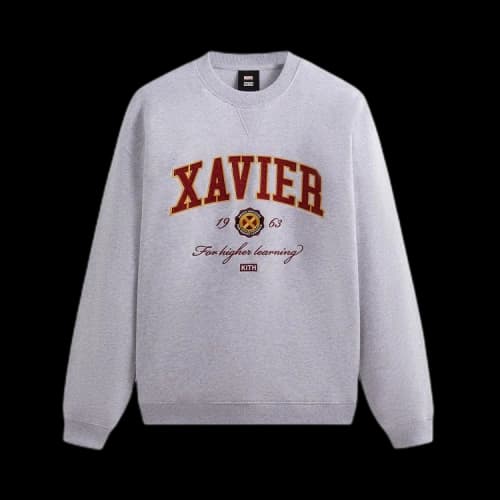 Kith For X-Men Xavier Institute Varsity Crewneck 'Light Heather Grey'