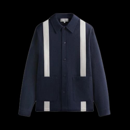 Kith Seersucker Long-Sleeve Boxy Collared Overshirt 'Nocturnal'