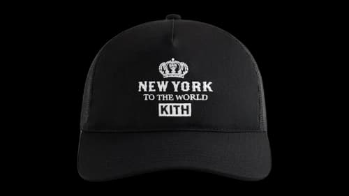 Kith New York To The World Relaxed Twill Nolan Trucker Hat Black