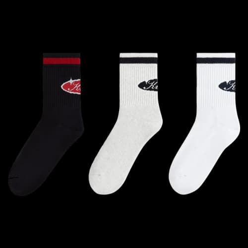 Kith 3-Pack Striped Cotton Mid Crew Socks 'Multi'