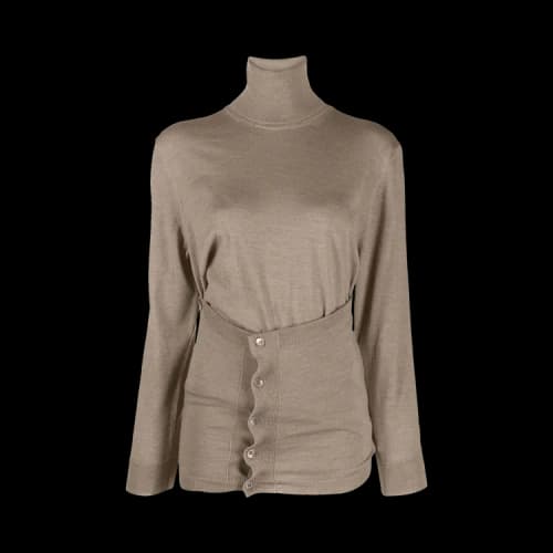 Lemaire Buttoned Turtleneck Sweater 'Grey/Beige'