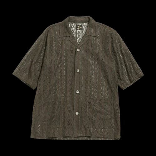 Needles Cabana Shirt C/PE/R Lace Cloth/Stripe 'Brown'