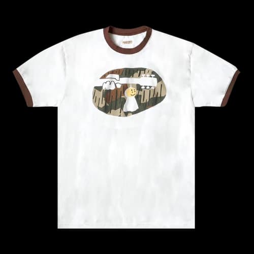 Kapital 20/Jersey Ringer T (Camo Rain Boy Woodstock) 'White'