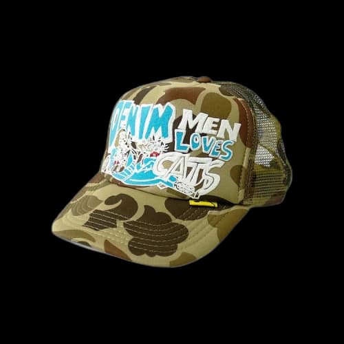 Kapital Denim Men Loves Cats Camo Truck Cap 'Khaki'