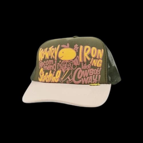 Kapital Kountry Coneycowbowy Trucker Cap 'Dark Green/Ecru'