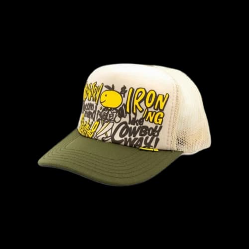 Kapital Coneycowbowy Trucker Cap 'Ecru/Dark Green'