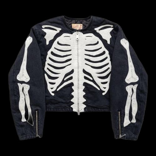 Kapital Bone Denim Motocross Jacket 'Black'