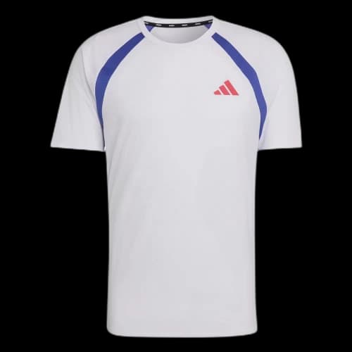 Adidas Running T Shirts Men's White/Double Indigo Crew Neck
