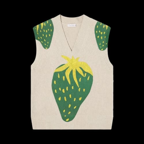 JW Anderson Strawberry V-Neck Vest 'Natural/Green'