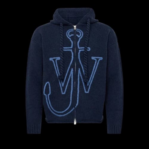 JW Anderson Anchor Embroidery Zipped Hoodie 'Steel Blue'