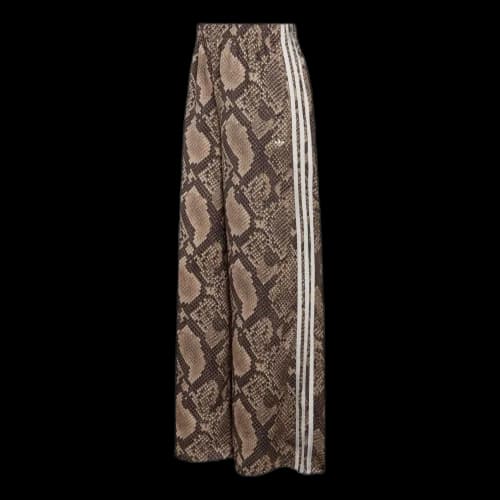 adidas Satin Snake Print Wide Leg Track Pant Asia Sizing 'Linen Magic Beige' (Women's)