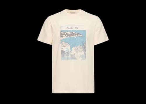 Moncler Seaside Print T-shirt White Ivory
