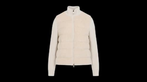 Moncler Women's Stand Up Collar Zip Up Cardigan White